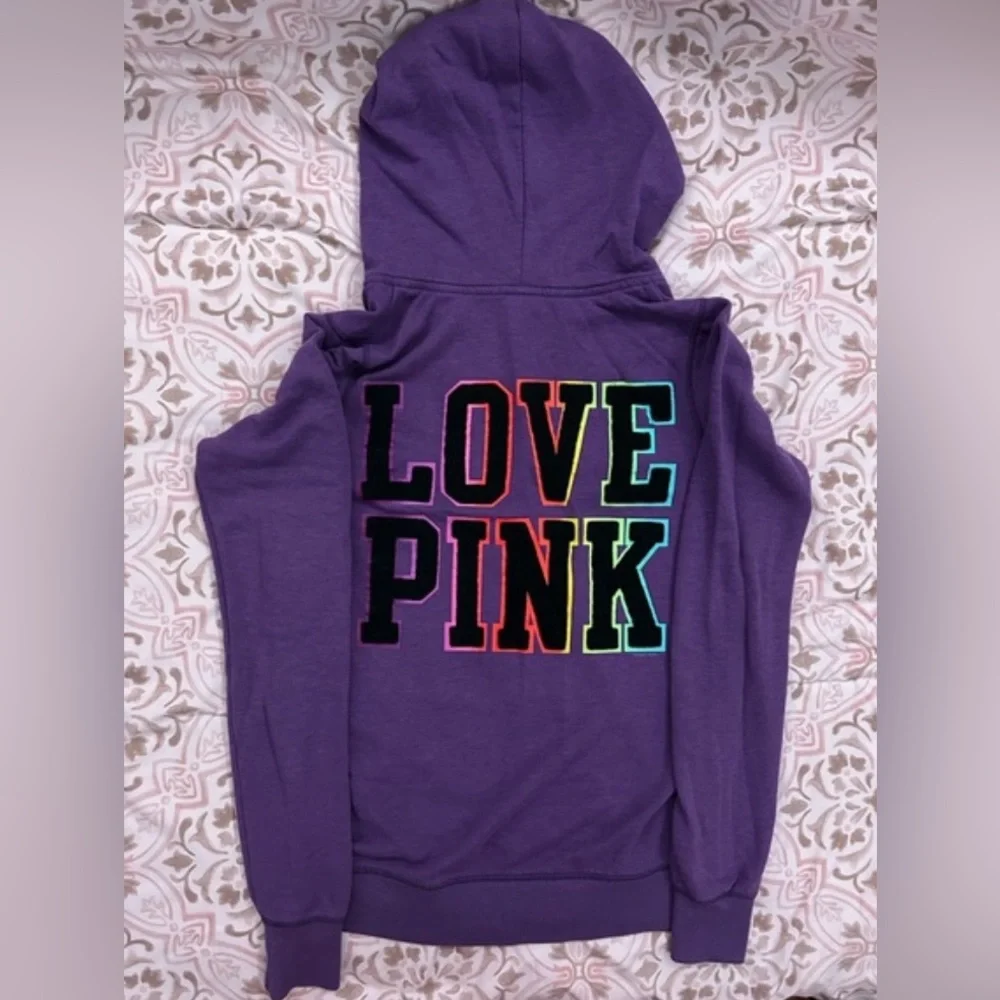 Purple PINK hoodie with heart & rainbow PINK logo - Picture 10 of 10